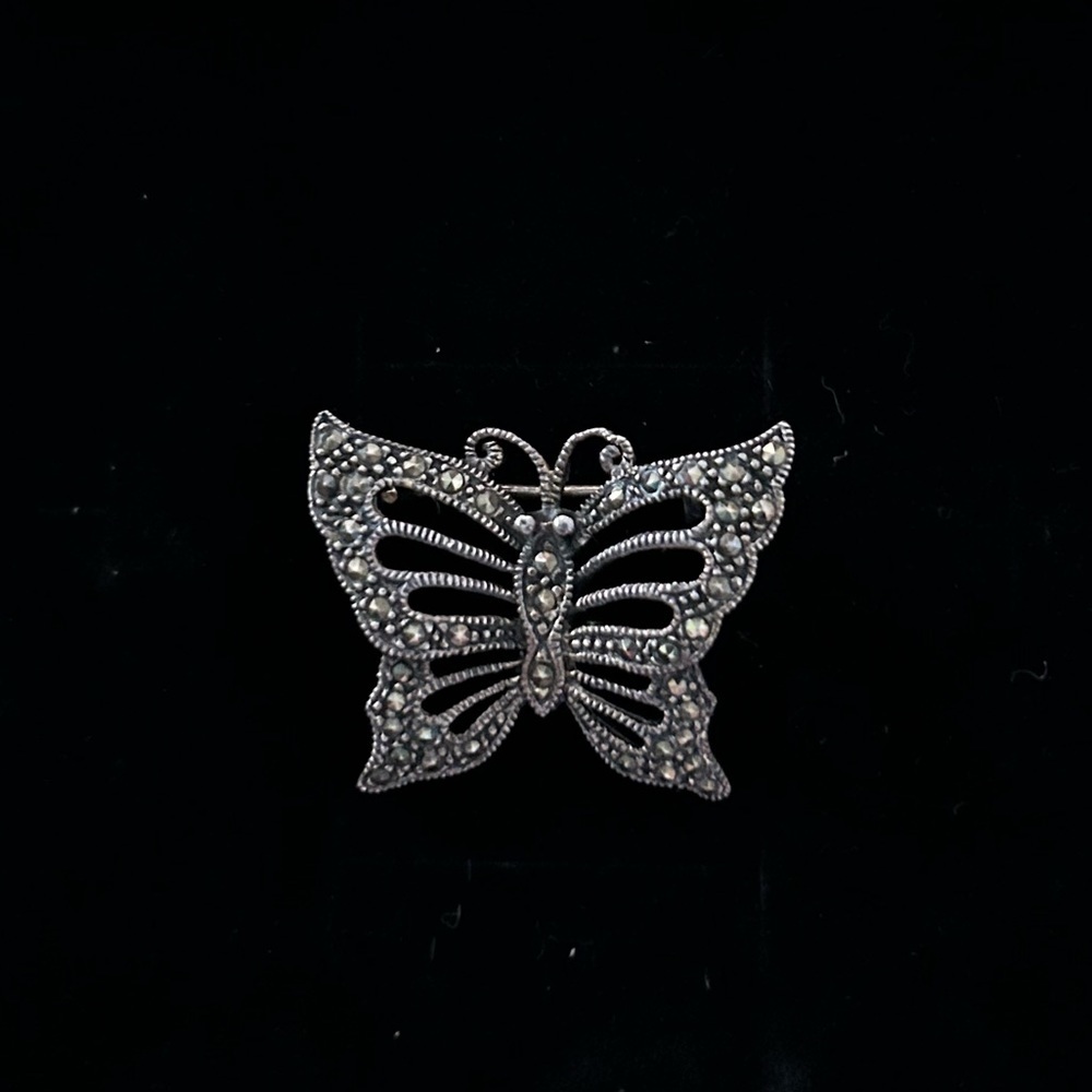 Vintage Sterling Silver Marcasites Butterfly Brooch